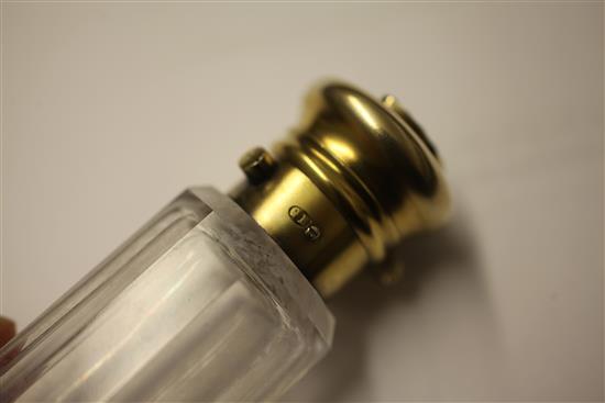 A Victorian silver gilt and panelled glass double ended scent bottle, 5.75in.